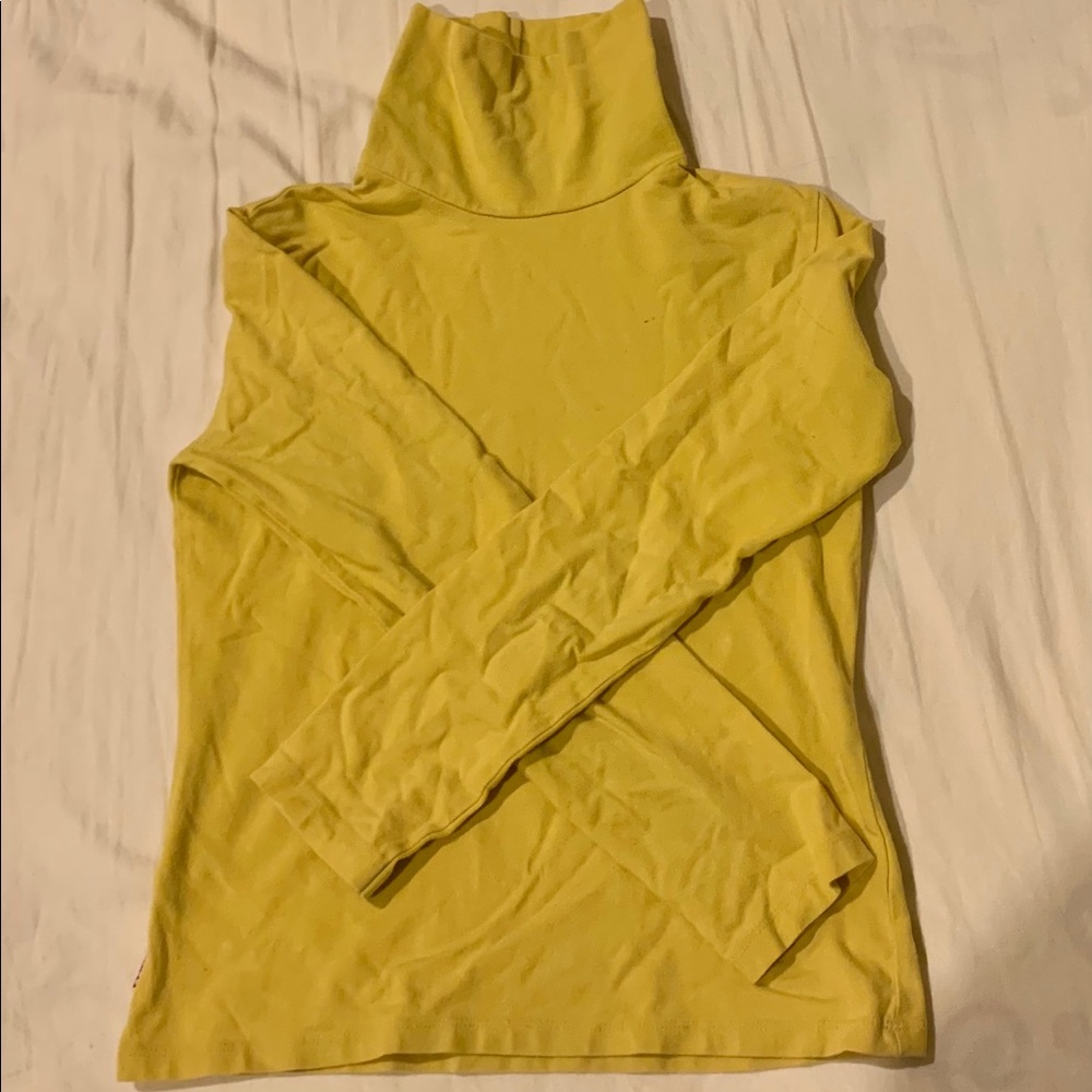 yellow mock neck T-shirt